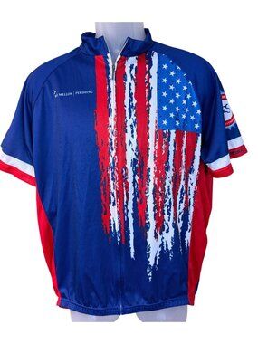 Custom Designed Primal Wear Short Sleeve Cycling Jersey American Flag Graphic XL